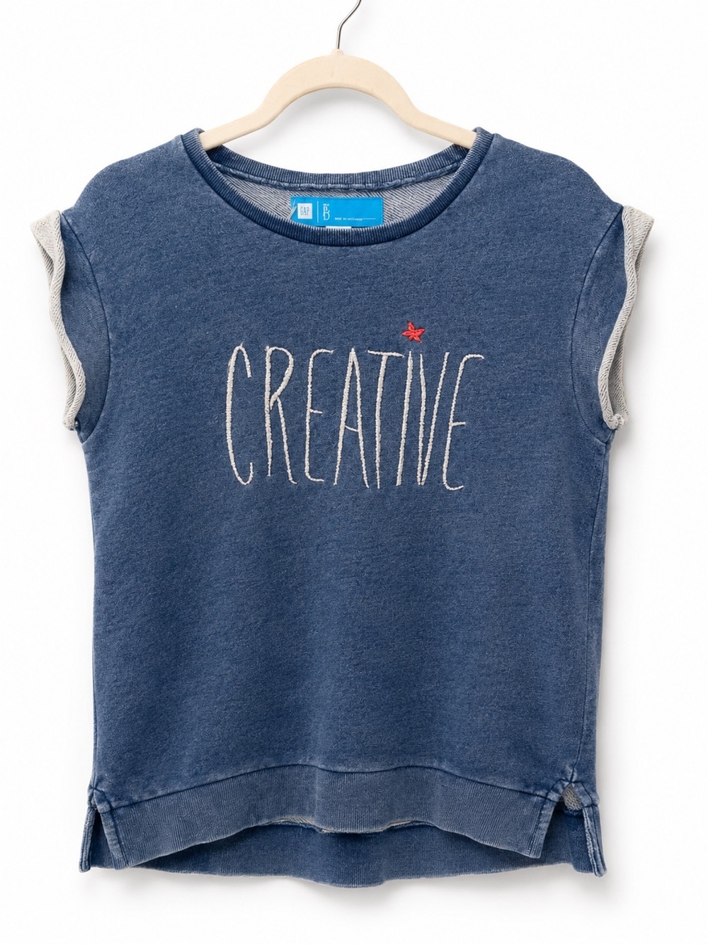 GAP Kids Heather Blue Crewneck Short Sleeve Sweatshirt